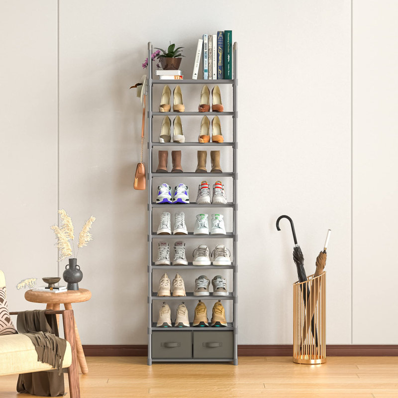 20 Pair Stackable Shoe Rack, Silver