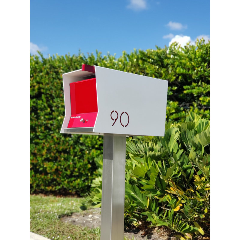 Boîte aux lettres sur poteau RetroBox, Noir / rouge, Oui