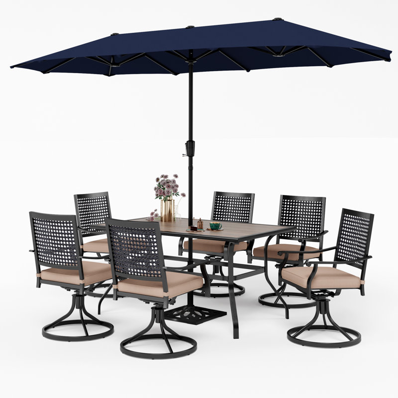 Leonard 6 - Person Patio Dining Set with Rectangular Table , Cushions Included