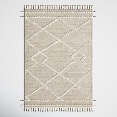 Hanna Geometric Hand-Knotted Wool Ivory Area Rug