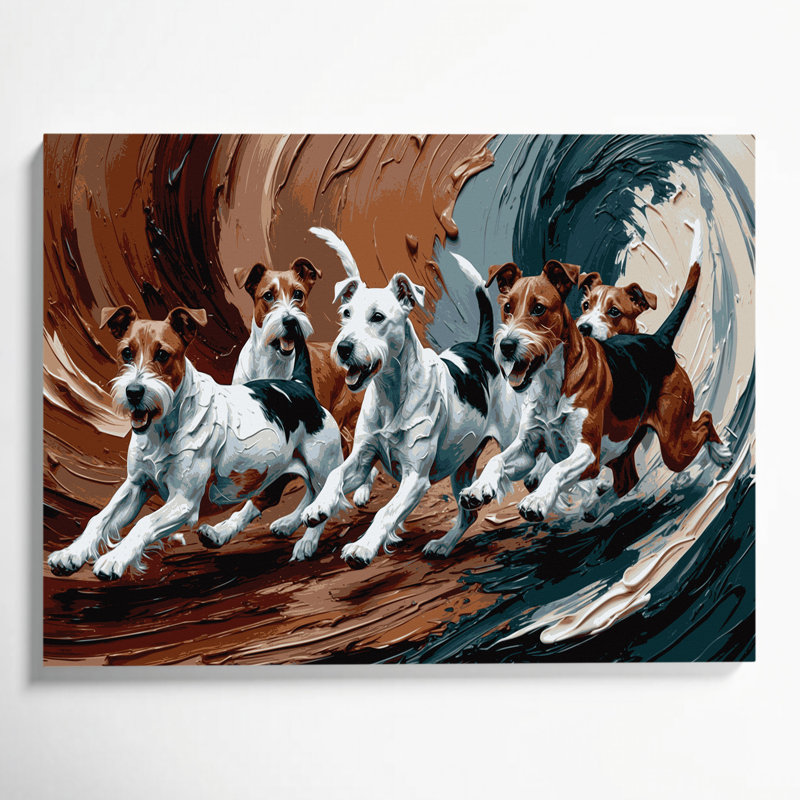 «Dogs Smooth Fox Terrier», art mural sur toile brune, H 12 po x l 18 po