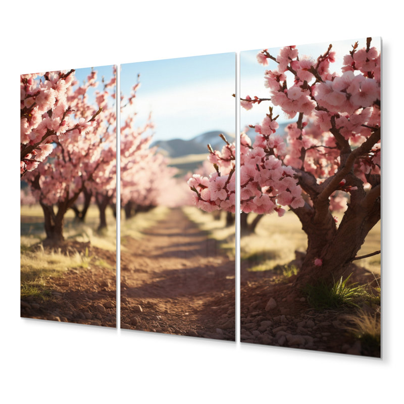 Ensemble de 3 décorations murales fleurs de cerisier rose I