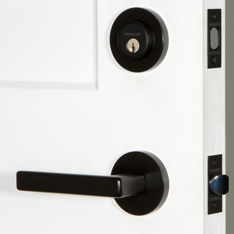 Circolo Lusso Entry Lever Set with Single Cylinder Deadbolt, Satin Black, Left, 2.375"