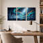Ensemble de 3 toiles tourbillonnantes bleu sarcelle et or Aurora Over Icy Canyon-134001005