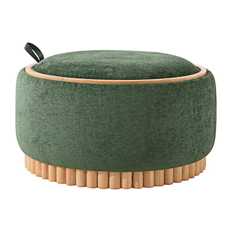 Table basse ronde avec repose-pieds, Vert / Naturel