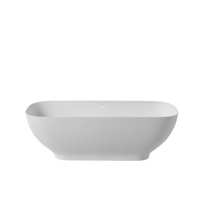 67" Freestanding Solid Surface Bathtub, Luxury Engineered Stone Resin Freestanding Soaking Bathtub With Overflow And Pop-Up Drain For Contemporary Bathroom