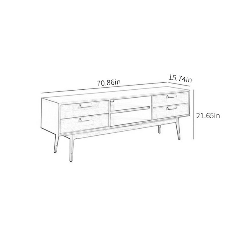Meuble télé simple en bois massif, 70.86''