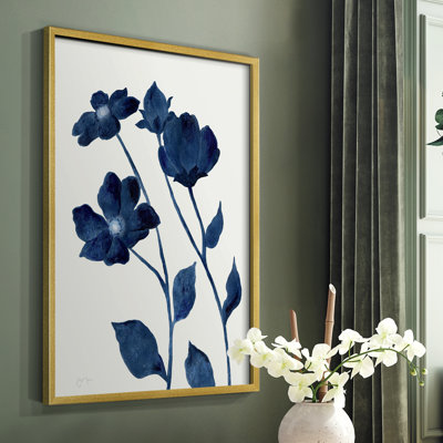 Indigo Bloom I, reproduction encadrée - bois massif