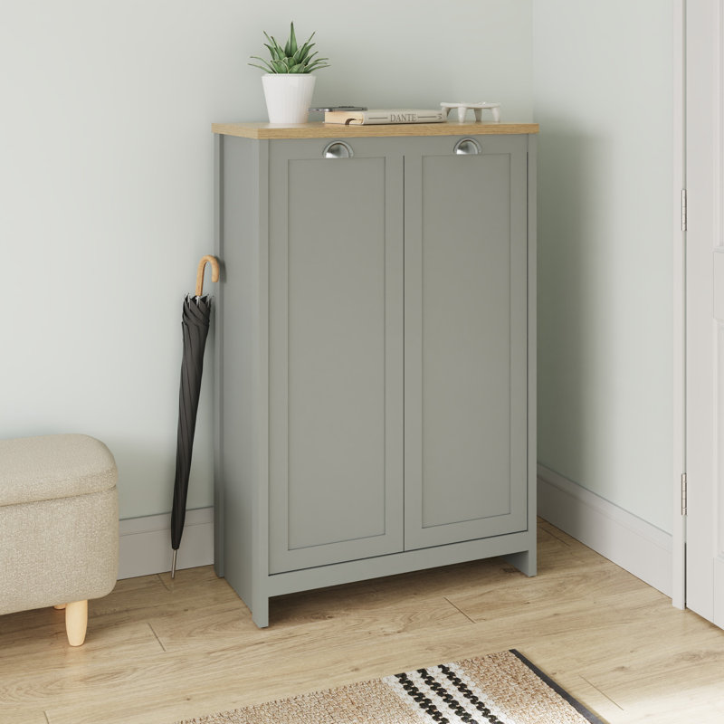 18 Pair Shoe Storage Cabinet, Grey