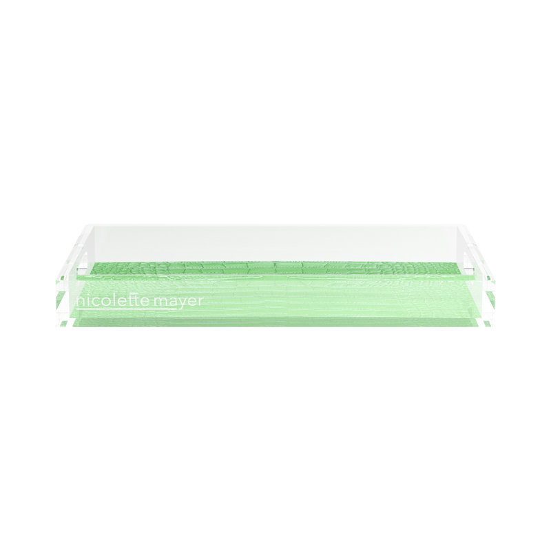 Crocodile vert patiné, L 17 po x P 10,5 po x H 2 po