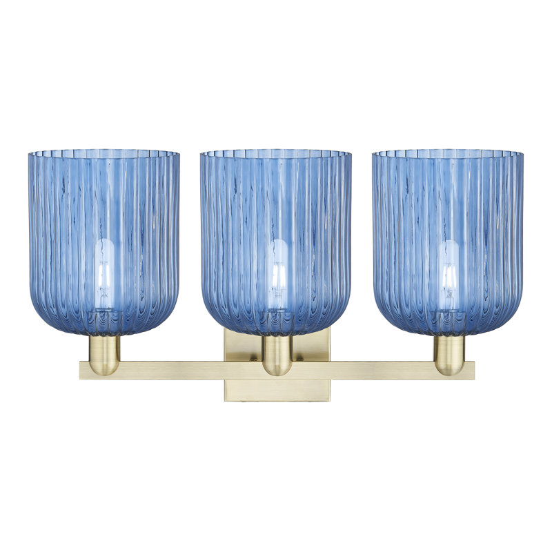 Bridal Veil 3 - Light Vanity Light, Blue / Antique Brass