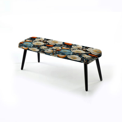 Schwab  Floral Upholstered Black Bench