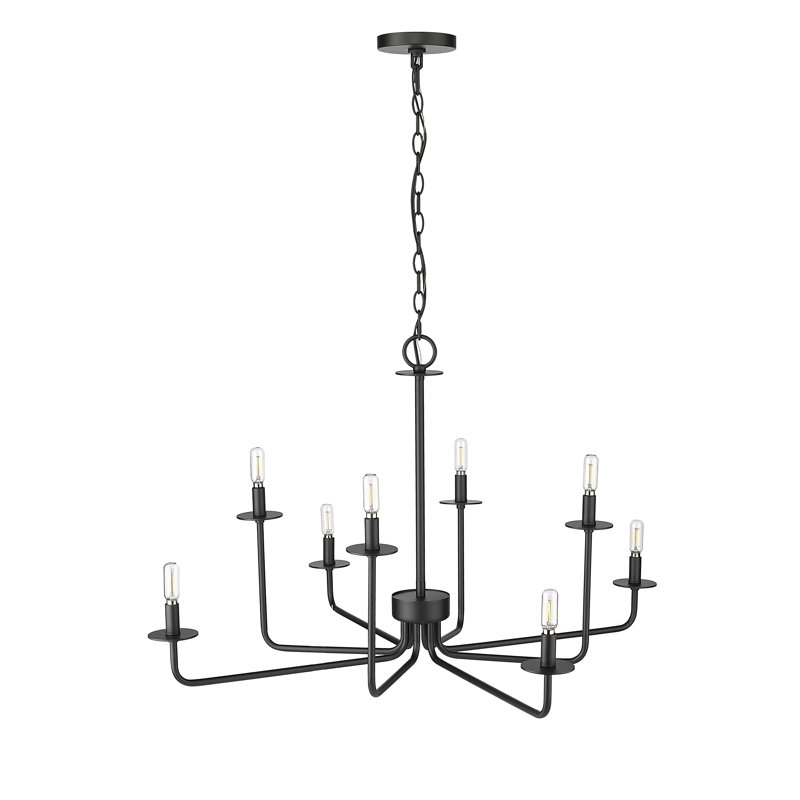 Lustre classique / traditionnel à 8 lumières de 37,25 po de largeur Marceline, Noir mat