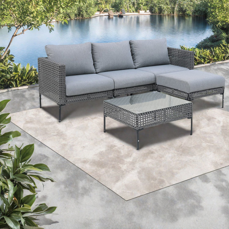 Canapés de patio peu encombrants, modulaire moderne en métal de fer pour la maison de patio