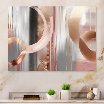 Décoration murale transitionnelle en métal rose rose et cercle chaos V - Formes modernes