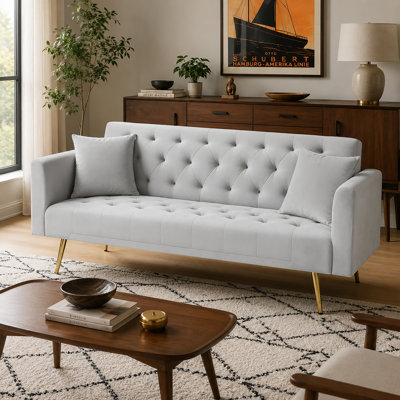 Thomias 71.01'' Velvet Convertible Sofa