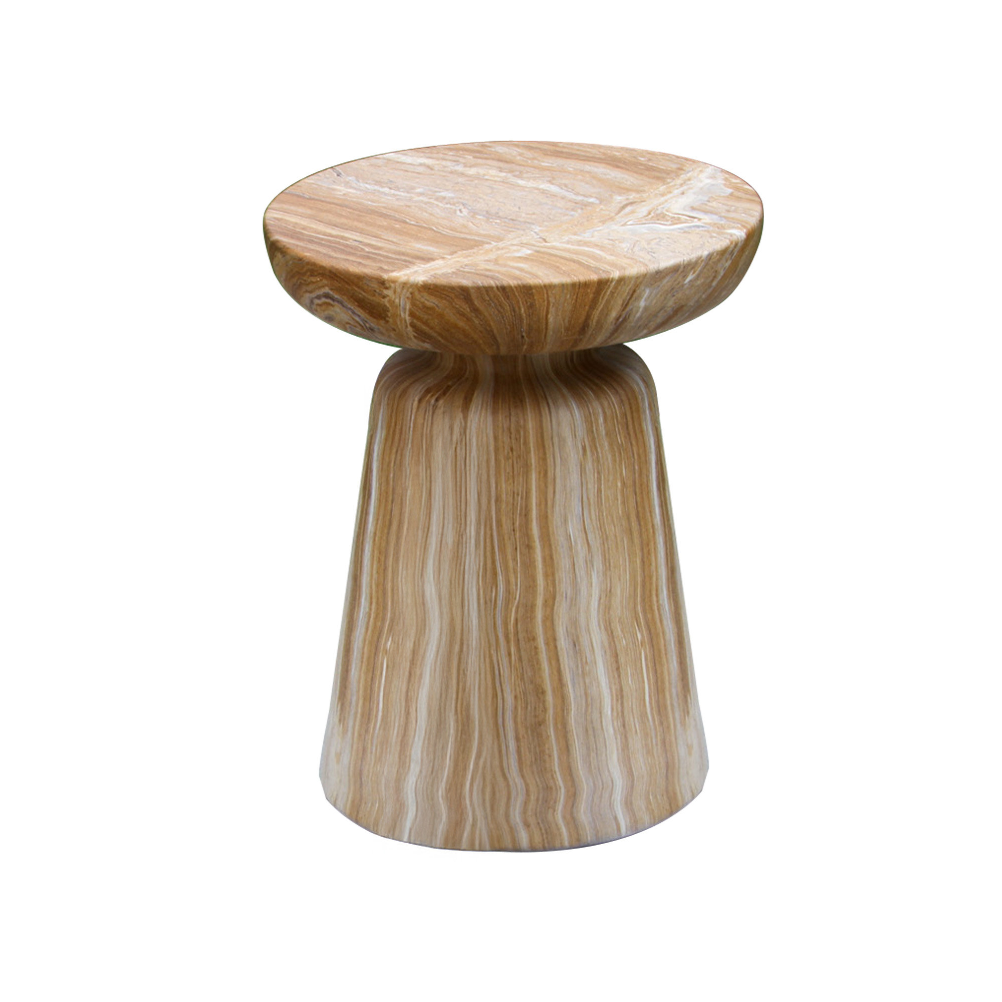 Zofia Composite Pedestal Black Marble Accent Table, Sandstone