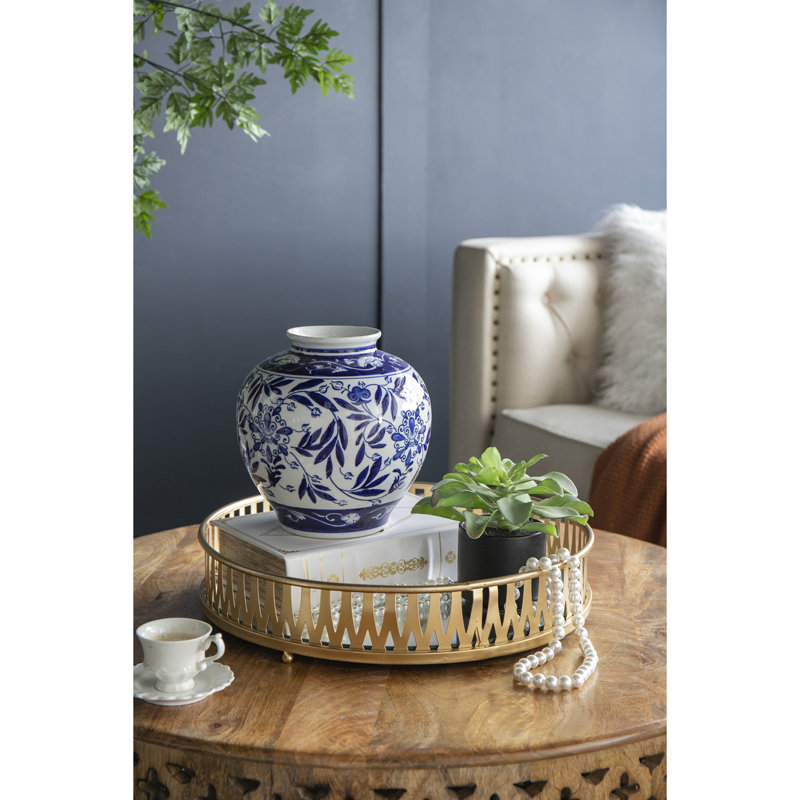Vase décoratif bleu et blanc