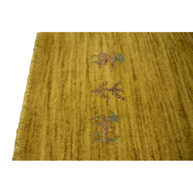 Tapis doré en laine tissé à la main, Rectangle de 5 pi x 8 pi