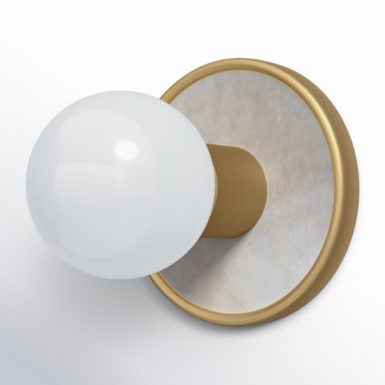 Rocha Single Dimmable Bath Sconce, No, White Alabaster/Natural Aged Brass