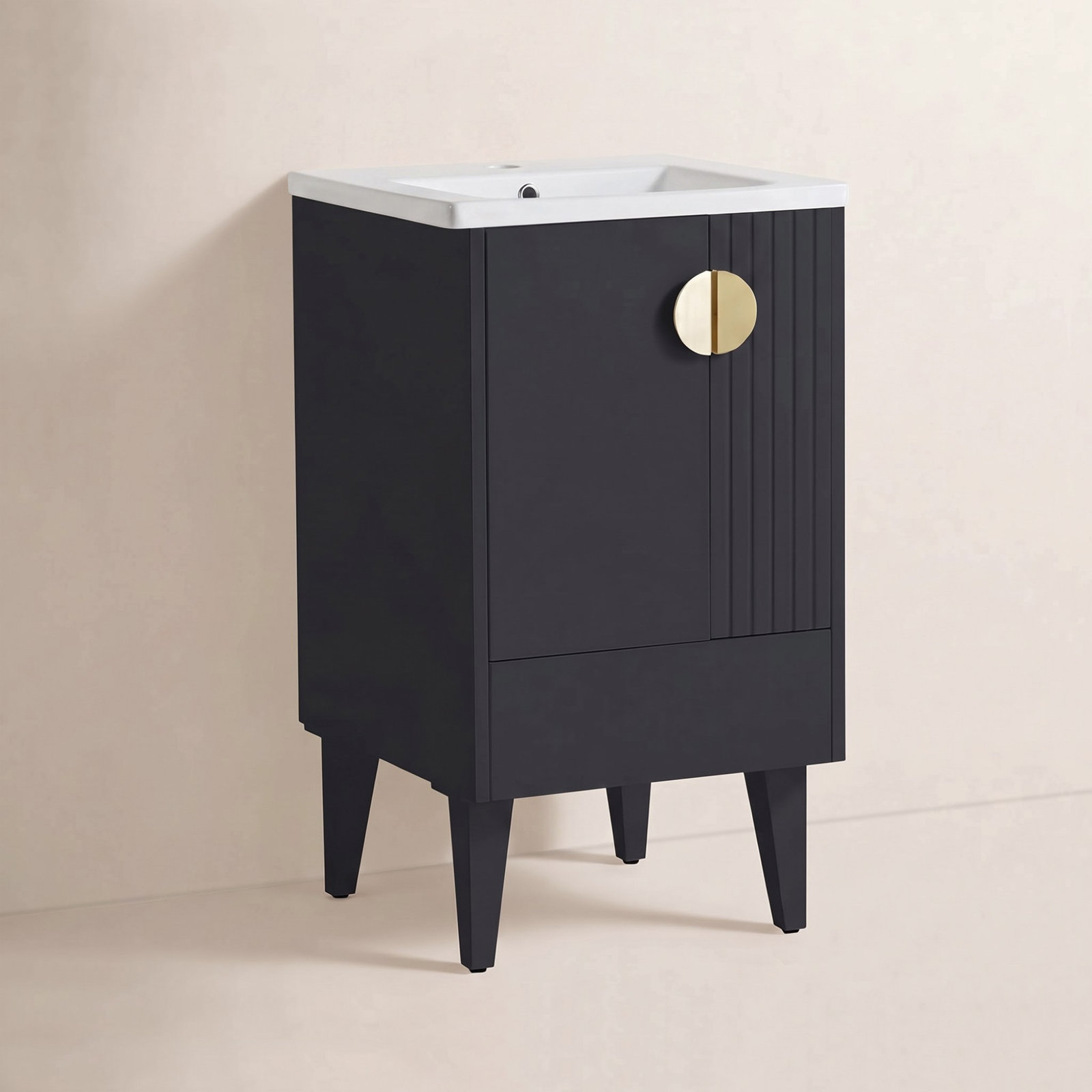Saimah 20'' Single Bathroom Vanity, Black, Satin Brass