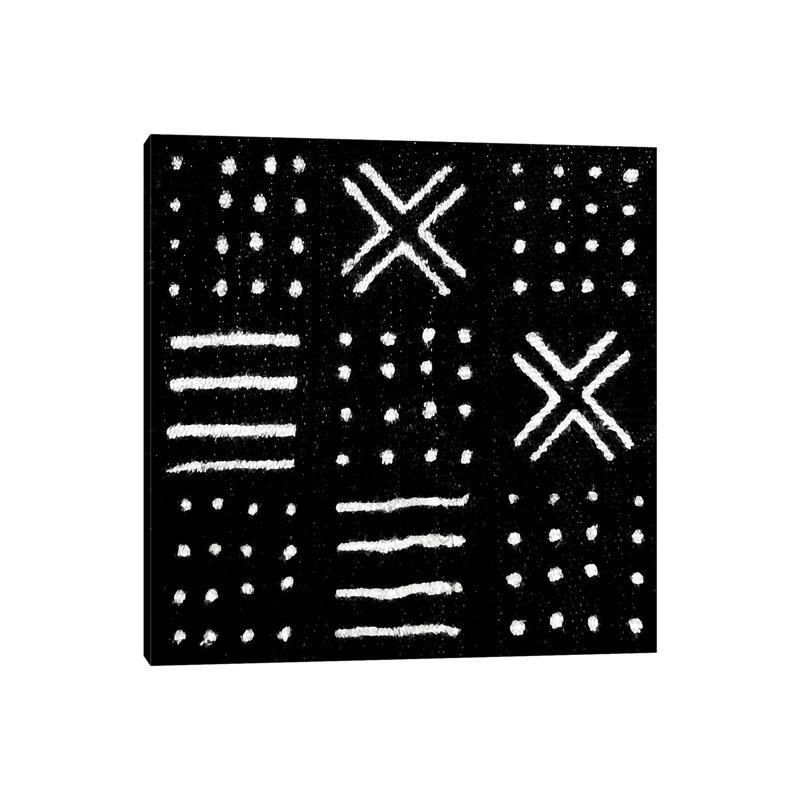 Mudcloth Black Geometric Design II by Ellie Roberts - Wrapped Canvas Gallery-Wrapped Canvas Giclée, 30.48 cm H x 30.48 cm W