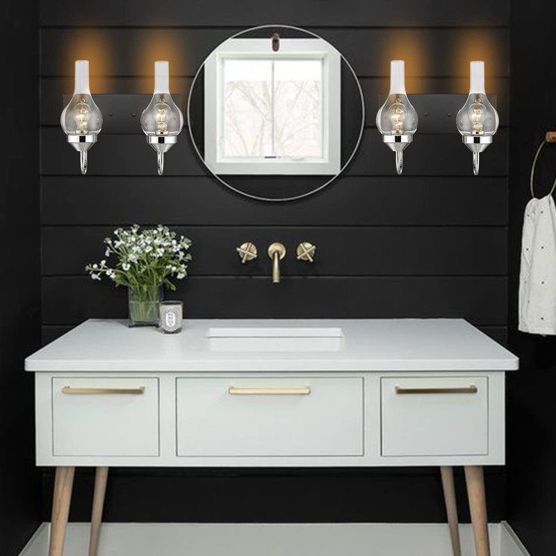 Éclairage noir pour salle de bain, Chrome