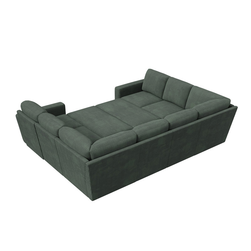 Canapé-lit modulaire convertible en U Latitude Run®, Couduroy vert