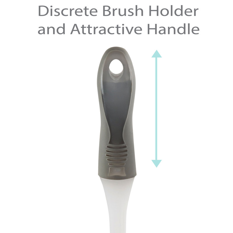 Gray and White Plastic Toilet Brush with Holder Set