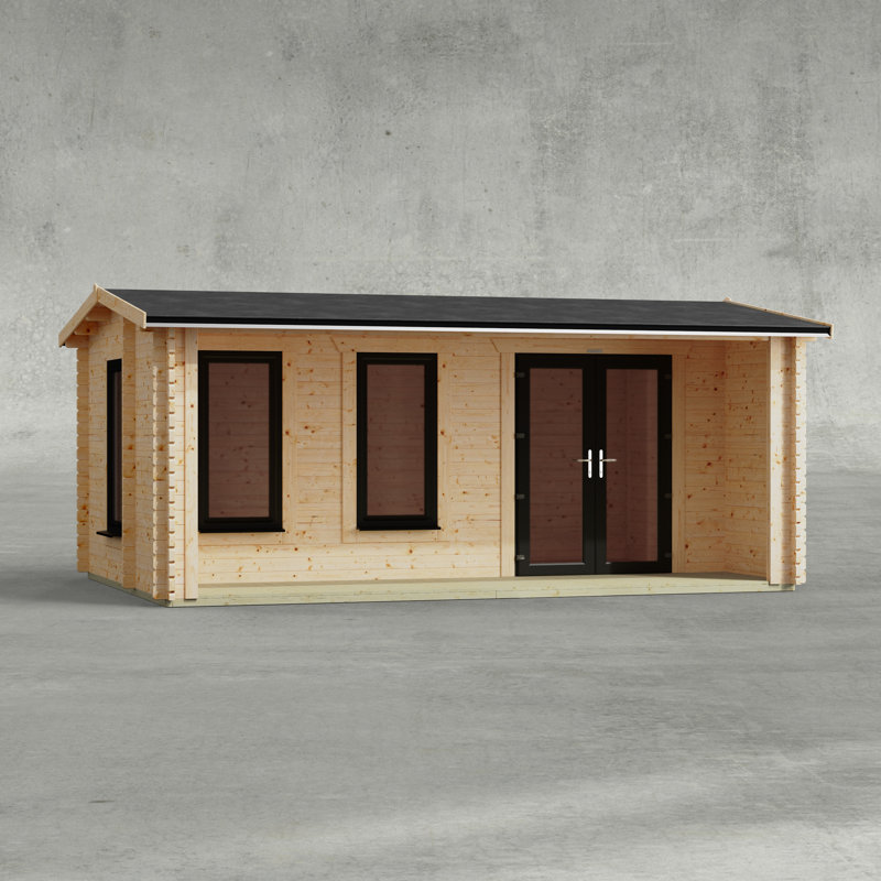 Powersheds 20 x 14ft Apex Snug Log Cabin, Doors the the Left - 44mm