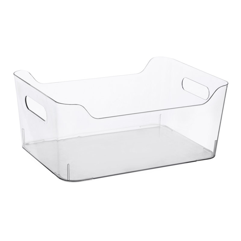 Large Rectangle Clear Fridge, Kitchen, & Pantry Stackable Storage Bin With Handle