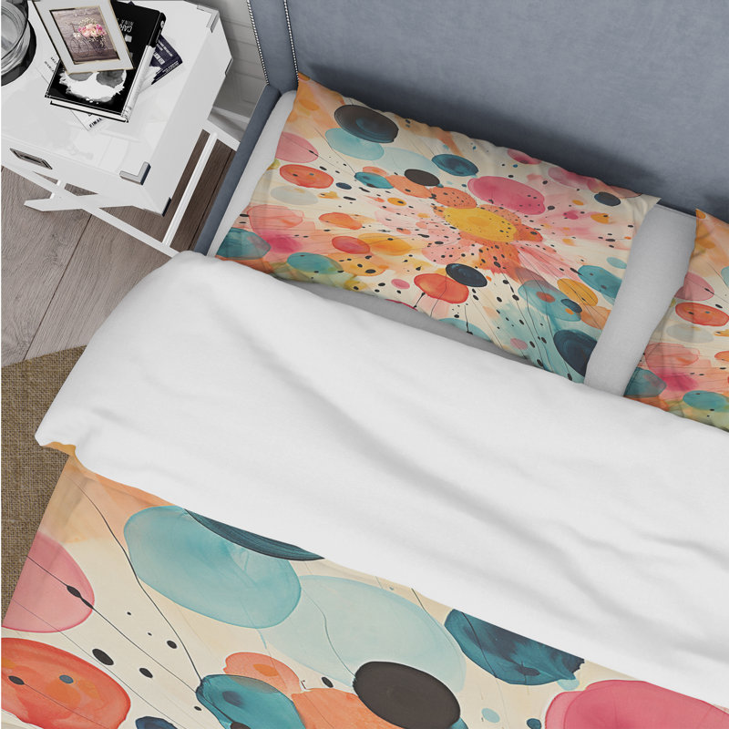 Ensemble de housse de couette abstrait coloré Mid Century Colorful Contrasts II - polyester microfibre