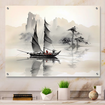 Art asiatique, voilier Sumi III - art asiatique, décoration murale acrylique