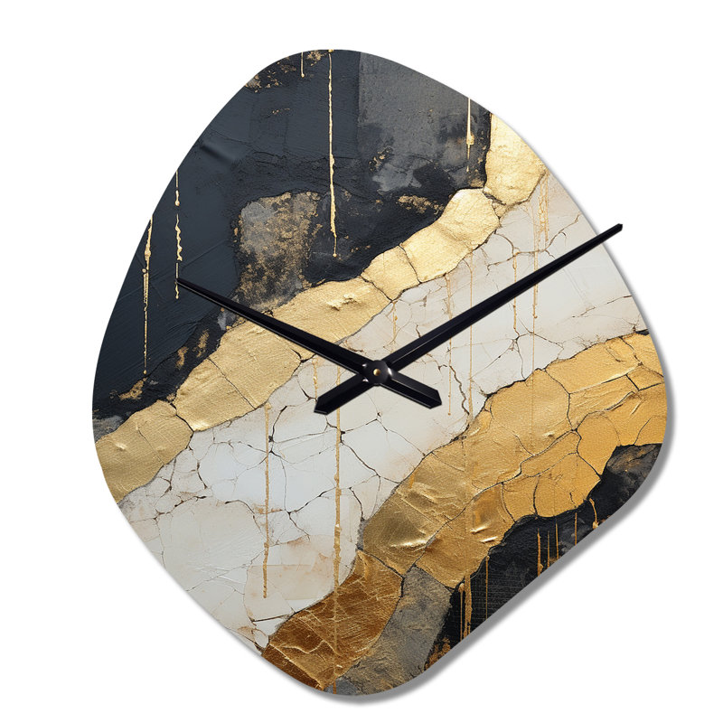 Horloge murale en forme de spirale abstraite, or et noir, Petit