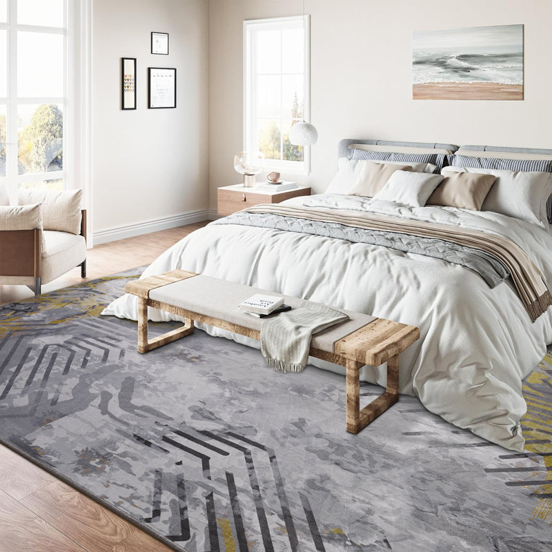 Groner Modern Abstract Carpet Indoor Washable Rug Non-Slip Soft Small Area Rug Thin Print For Home Decor, Rectangle 5' x 8'