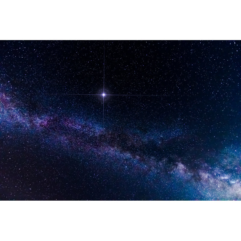 Amazing Spike Glowing Lucky Star And Milky Way Galaxy Background - Print, 30cm H x 46cm W