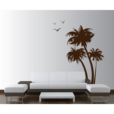 Adhésif décoratif palmier, cocotier et mouette
