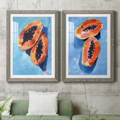 «Bold Papaya I», ensemble de 2 reproductions d'art sur papier encadrées