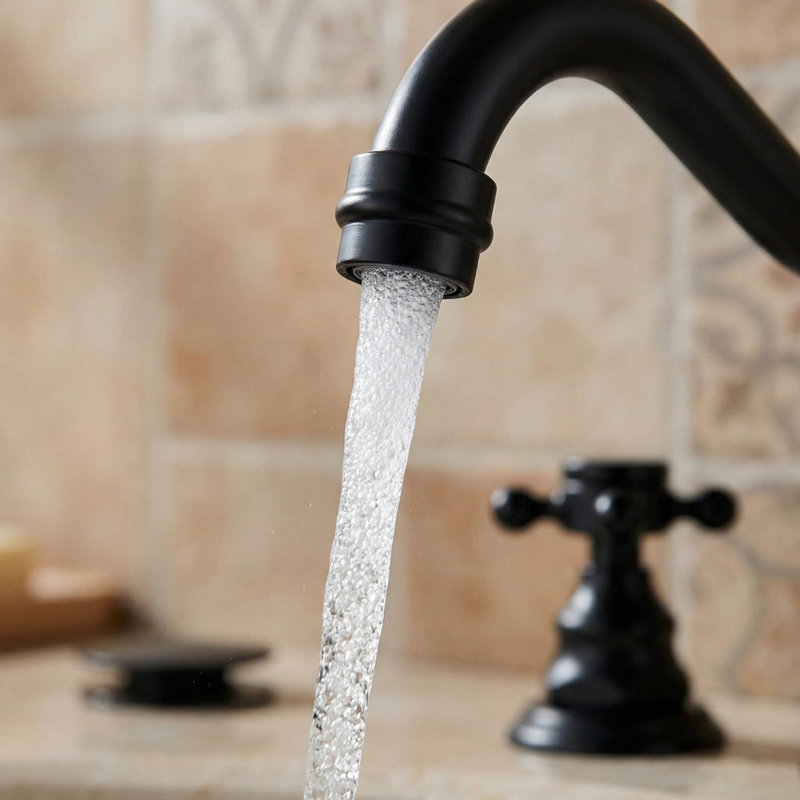 Fermette 8 po Robinet de salle de bain à poignée double à 3 trous avec drain escamotable , Noir mat