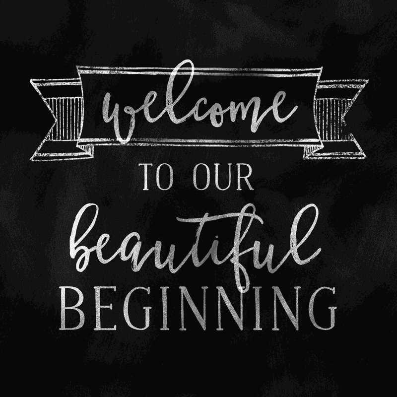 Welcome Welcome Tableau noir, reproduction sur toile tendue, H 12 po x l 12 po