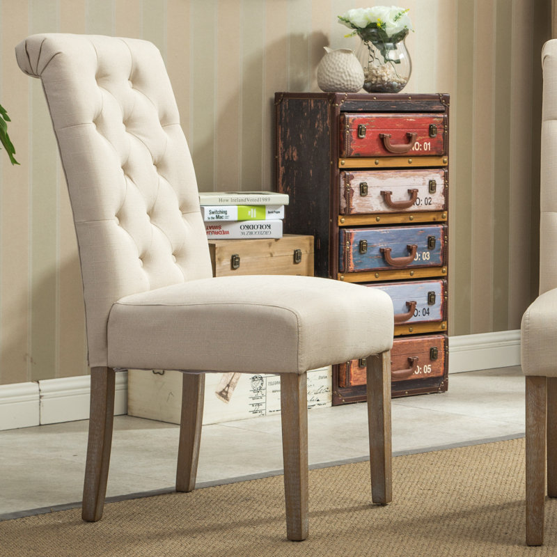 Charlotte Tufted Upholstered Parsons Chair, Beige