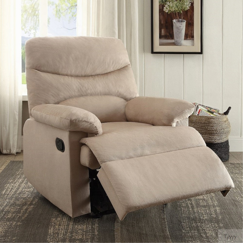 Fauteuil inclinable beige avec accoudoirs coussinés, Beige