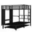 Lit simple superposé simple avec garde-robe intégré, lit superposé en métal avec lit gigogne, bureau pliable, échelles, conception à bruit réduit, noir-2051012409