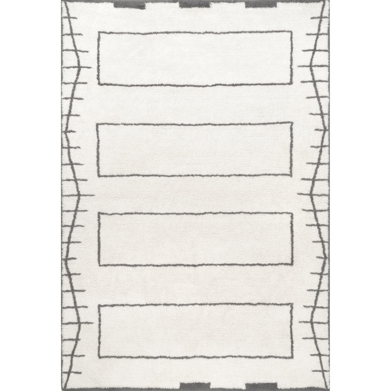 Tapis ivoire fait à la main lavable à la machine, Rectangle 3 pi x 5 pi