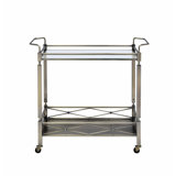 Chariot de service en métal durable avec plateau en verre trempé, mobilité facile et conception élégante pour le divertissement à domicile