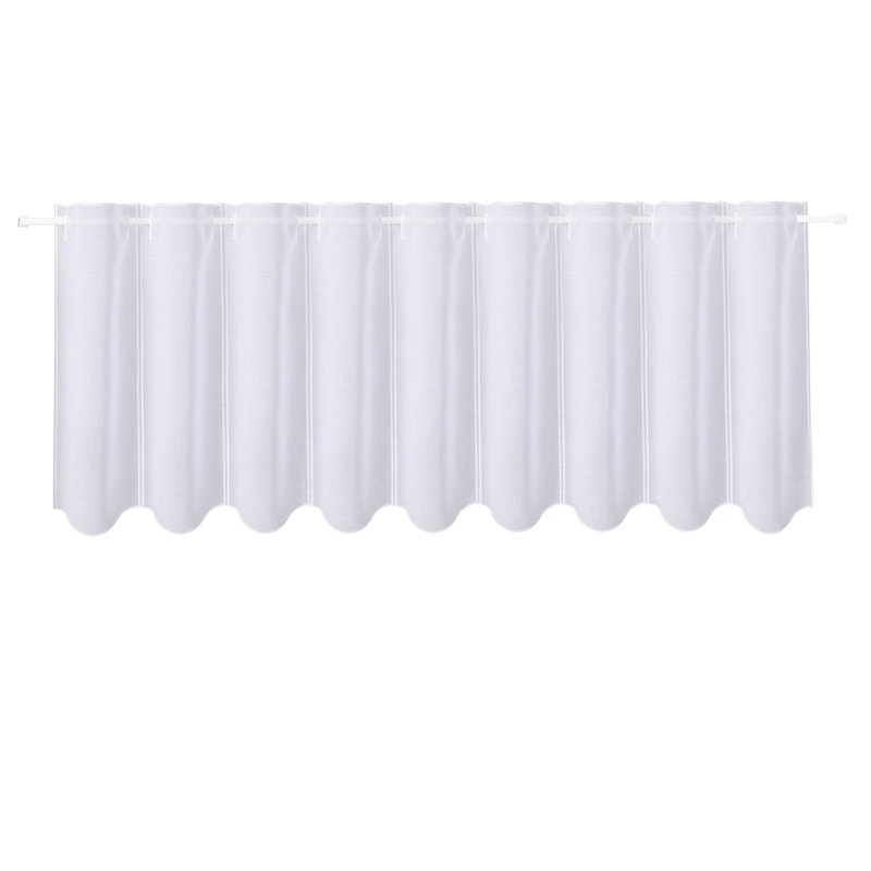 Seka Solid Colour Scalloped Cafe Curtain, 45cm H x 100cm W
