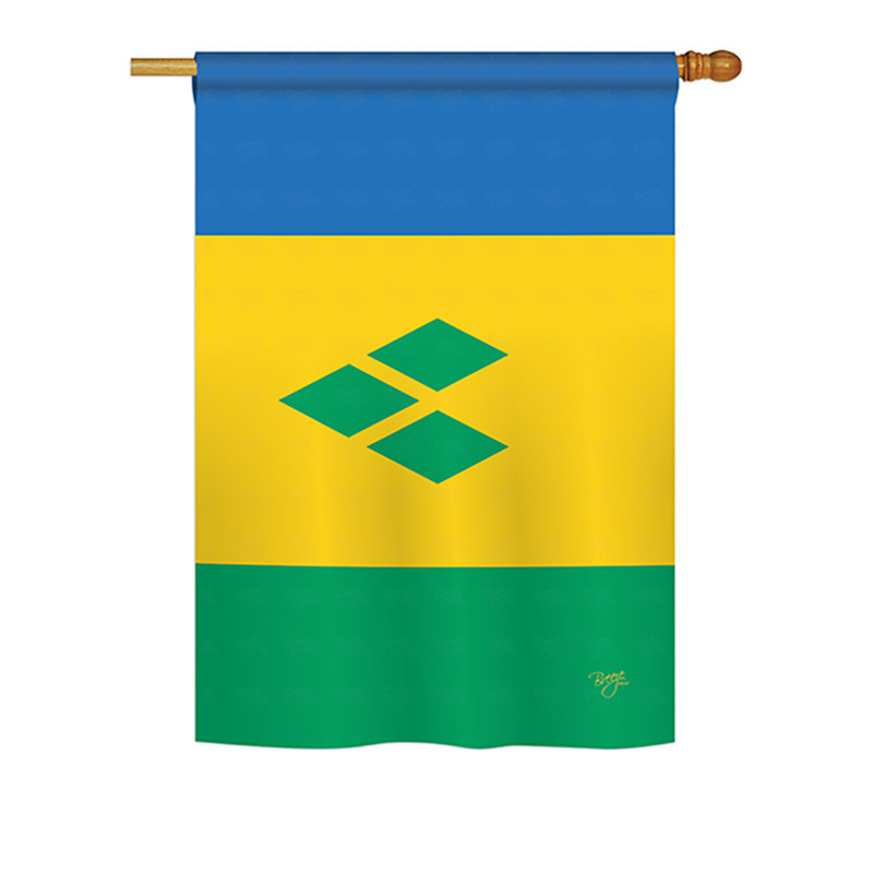 Drapeau de jardin 2 côtés en polyester saint vincent et les grenadines, H 18,5 po x l 13 po