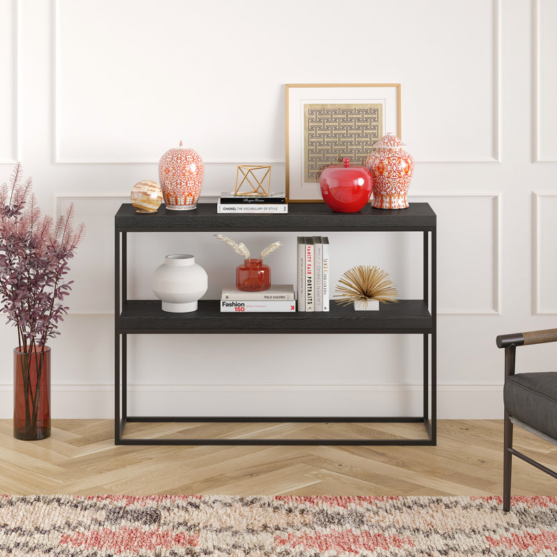 Luckey 106.7cm Console Table, Black Grain