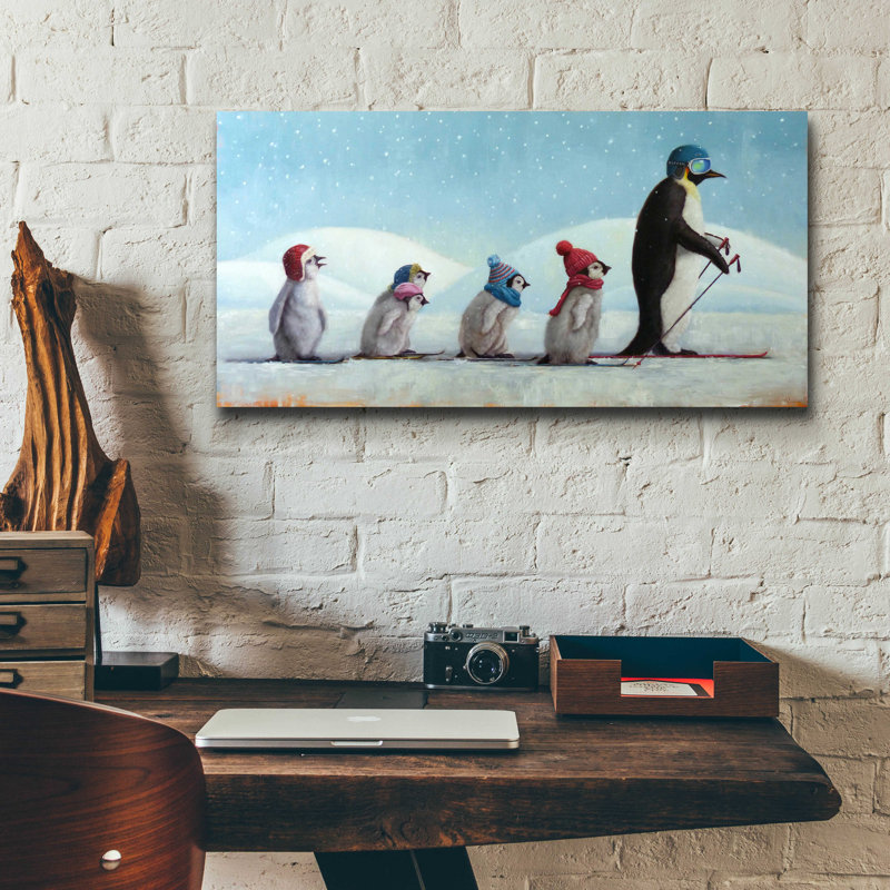 «Ski School» par Lucia Heffernan, art mural en verre acrylique, H 12 po x l 24 po x P 0,2 po