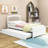 Twin Size Platform Bed with Trundle and Headboard-1108293096